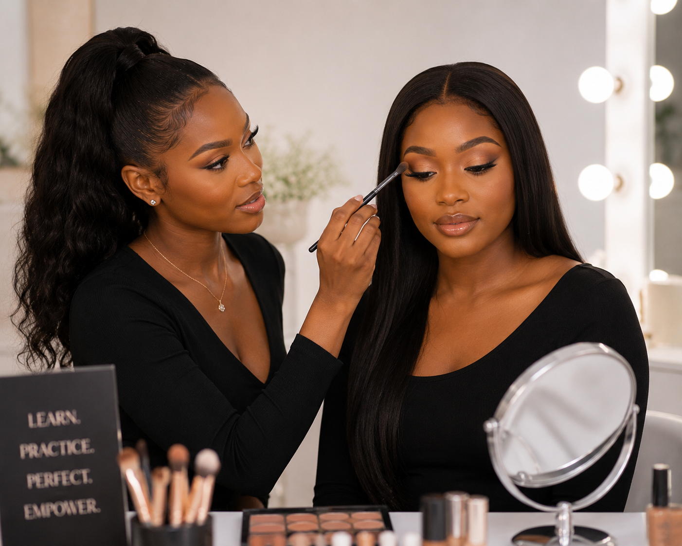Makeup Artist giving a lesson